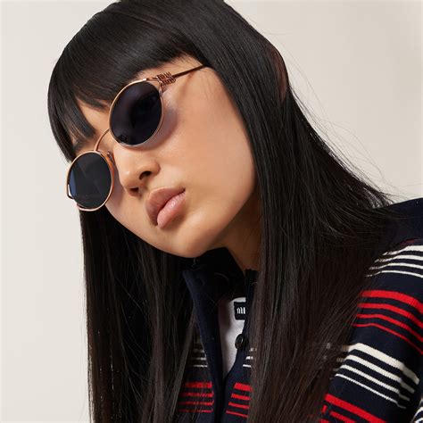 Blue Lenses Miu Miu Logo Sunglasses 